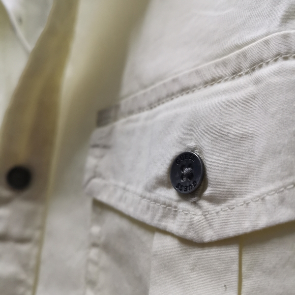 Guess Short Sleeve Button Front Shirt Cream / Very Pale Yellow - Picture 5 of 8